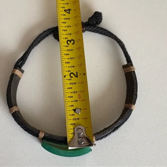 Jade & Leather Adjustable Bracelet - Picture 3 of 7